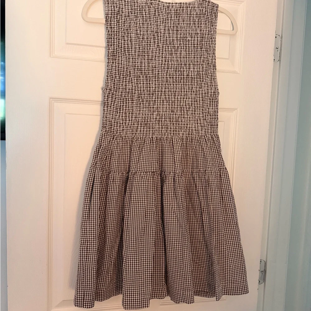 Hill House Cosima Mini Nap Dress Brown Gingham - Picture 3 of 3